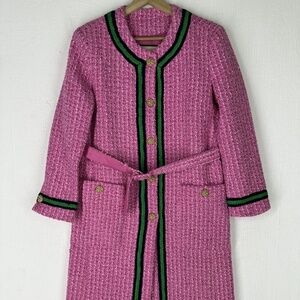 Authentic beautiful Gucci pink tweed belted jacket in very good condition